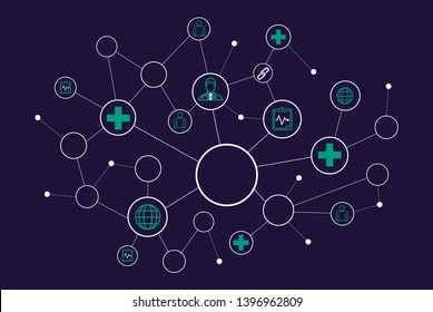 Networking medical communication connection system icon flat design