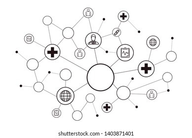 Networking medical communication connection system icon flat design