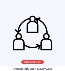 Networking modern vector style. People team icon for web and app. Networking transfer icon concept.