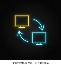 networking, monitor neon vector icon. Blue and yellow neon vector icon