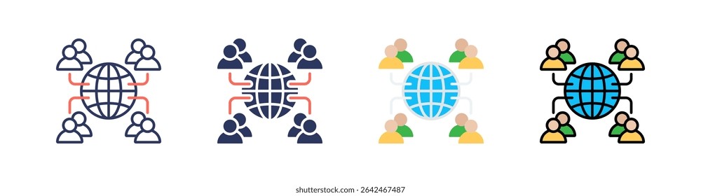 Networking Multi Style Icon Set Vector