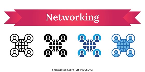 Networking - Multi Style - People surrounding a globe, representing global networking, communication, and digital connectivity