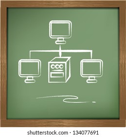 Networking on blackboard background,vector