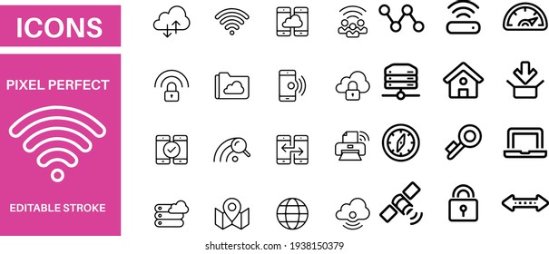 Iconos de esquema de red. diseños vectoriales