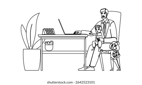 networking parent businessman vector. innovation growth, finance mentorship, resilience productivity networking parent businessman character. people black line pencil drawing illustration