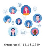 Networking, people chatting in web. Vector illustration for web banner, infographics, mobile.