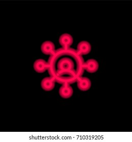 Networking red glowing neon ui ux icon. Glowing sign logo vector