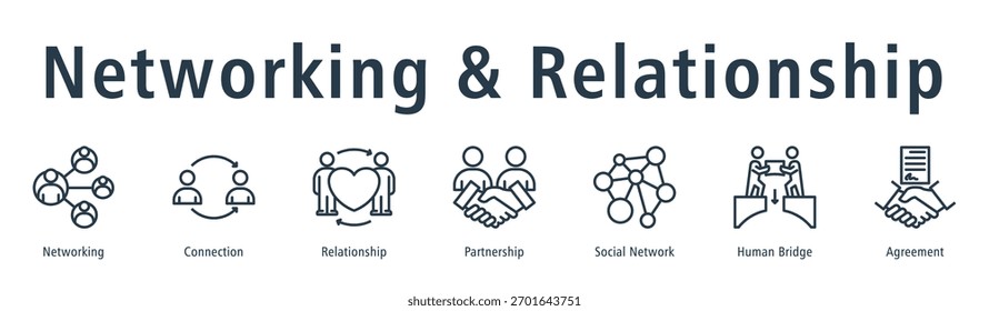 Networking and Relationship web banner icon vector illustration concept with icon of networking, connection, relationship, partnership, social network, human bridge, and agreement.