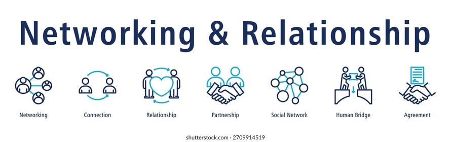 Networking and Relationship web banner icon vector illustration concept with icon of networking, connection, relationship, partnership, social network, human bridge, and agreement.