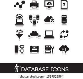 Networking, server and database icons. 