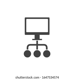 Networking sign.  LAN Ethernet router port hub. Telecommunication wired internet. Flat minimalist design. white Gray black vector. product brand service label banner board display. App icon.