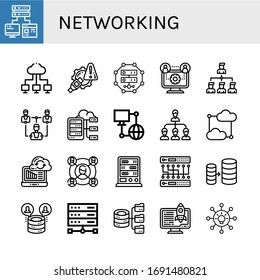 networking simple icons set. Contains such icons as Computer storage, Cloud network, Connectivity, Server, Network, Connection, Cloud computing, can be used for web, mobile and logo