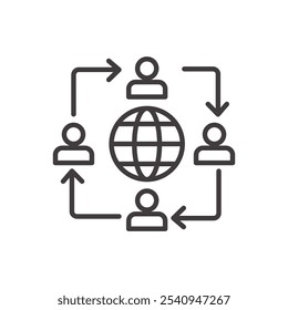 Networking stroke icon in black