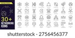 Networking Stroke icon collections. Containing network, networking, connection, communication, teamwork, global network, social network, and digital network icons. Editable Stroke icon collection Outline icon