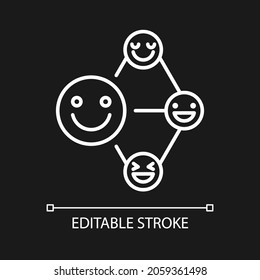 Networking talent white linear icon for dark theme. Build relationship ability. Listening skills. Thin line customizable illustration. Isolated vector contour symbol for night mode. Editable stroke