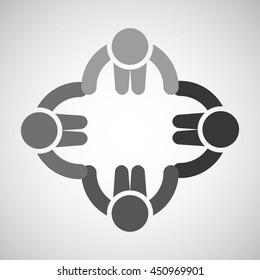 networking and teamwork cooperation icon, vector illustration