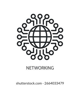 Ícones de vetor de linha fina de rede.