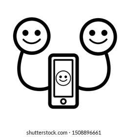 Networking vector icon. Happiness sign. Emotions symbol. Communication concept. Smile. Flat simple line graphic illustration.