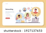 Networking web banner or landing page. Customer relations idea. Business collaboration and partnership. Management and marketing strategy. Flat vector illustration