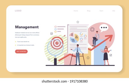 Networking web banner or landing page. Customer relations idea. Business collaboration and partnership. Management and marketing strategy. Flat vector illustration