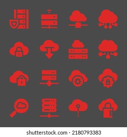 networking web icons. Server and Server, Cloud computing and Cloud computing symbol, vector signs