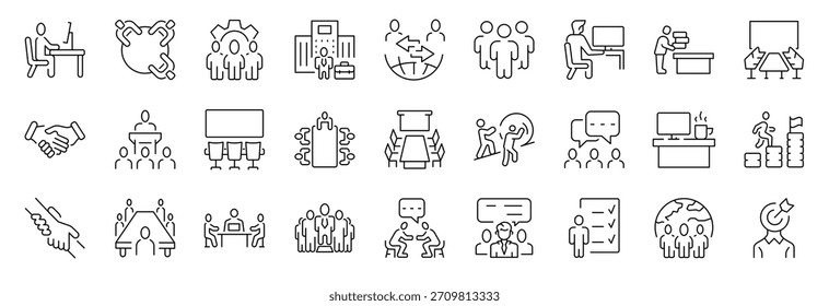 Conjunto de iconos de línea de Web de red. Icono de trazo editable de conexión, red, relación. Vector