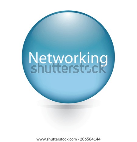 Networking word blue button