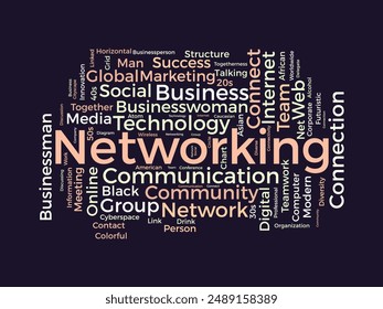 Networking wordcloud template. Business concept vector background.