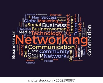 Networking wordcloud template. Business concept vector background.