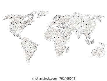 Networking world map texture, low poly earth map. global communication concept