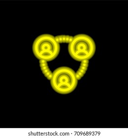 Networking yellow glowing neon ui ux icon. Glowing sign logo vector