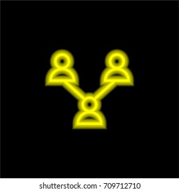 Networking yellow glowing neon ui ux icon. Glowing sign logo vector