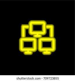Networking yellow glowing neon ui ux icon. Glowing sign logo vector