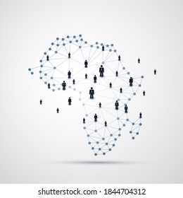 Networks - Business Connections - Social Media Concept Design With Map Of Africa