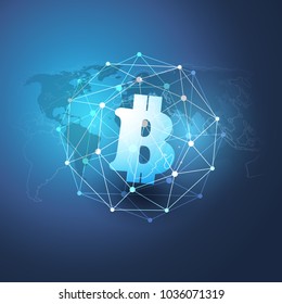 Networks - Business and Global Financial Connections, Cryptocurrency, Bitcoin Trading, Online Banking and Money Transfer Concept Design, Vector Illustration