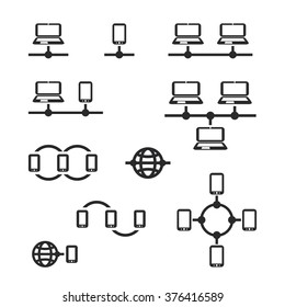 Networks, Connections: Social, Internet, Cloud Computing Icons