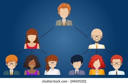Networks of different individuals on a blue background