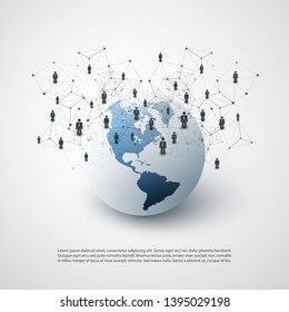 Networks - Global Business Connections - Social Media Concept Design with North and South America Side of the Earth Globe