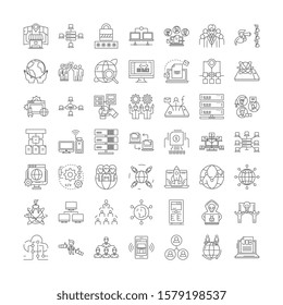 Networks linear icons, signs, symbols vector line illustration set