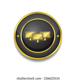 Networrk Icon Gold Vector Icon Button