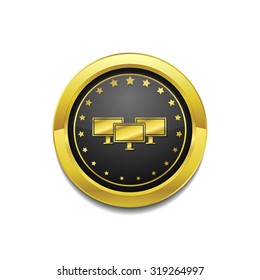 Networrk Icon Golden Vector Icon Button