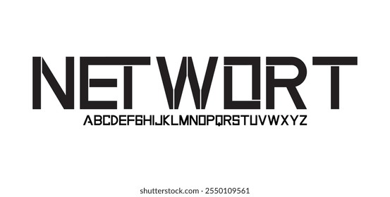 Networt, creative modern urban alphabet font. Digital abstract moslem, futuristic, fashion, sport, minimal technology typography. Simple numeric vector illustration