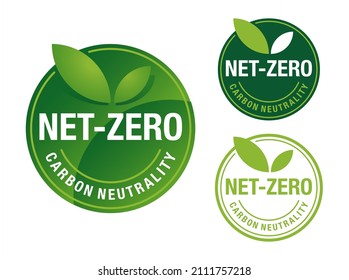 Net-Zero sticker. CO2 neutral. Carbon neutrality - no air atmosphere pollution industrial production eco-friendly template