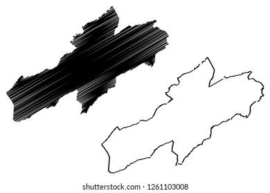 Neuchate (Cantons of Switzerland, Swiss cantons, Swiss Confederation) map vector illustration, scribble sketch Republic and Canton of Neuchâtel map