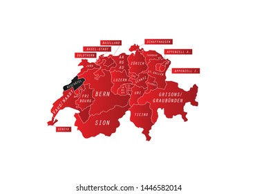 Neuchatel canton outline map Switzerland country state