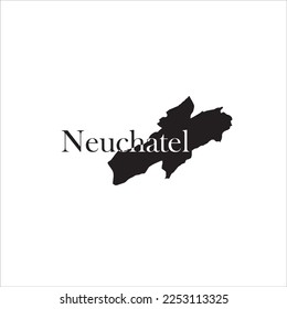 Neuchatel map and black lettering design on white background