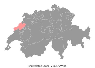 Neuchatel map, Cantons of Switzerland. Vector illustration.