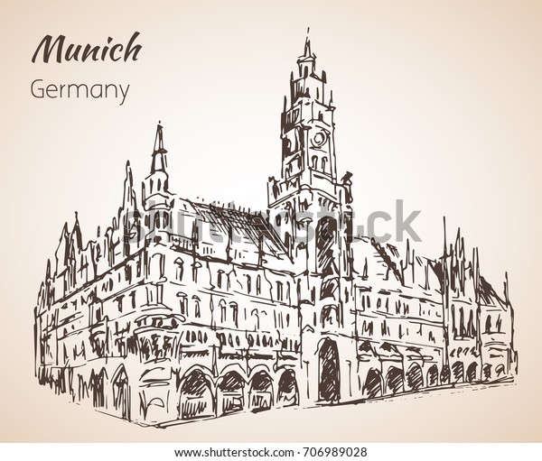 Neues Rathaus New Rathaus Munchen Germany Stock Vector (Royalty Free ...