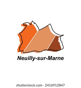 Neuilly Sur Marne City of France map vector illustration, vector template with outline graphic sketch style isolated on white background