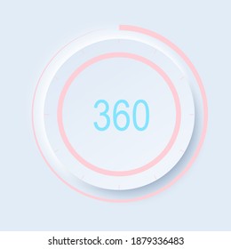 Neumorph UI kit with Volume Knob and switches. Light set. Workflow Control and navigation elements in Skeuomorph Trend. Design for smart technology applications. Vector illustration.